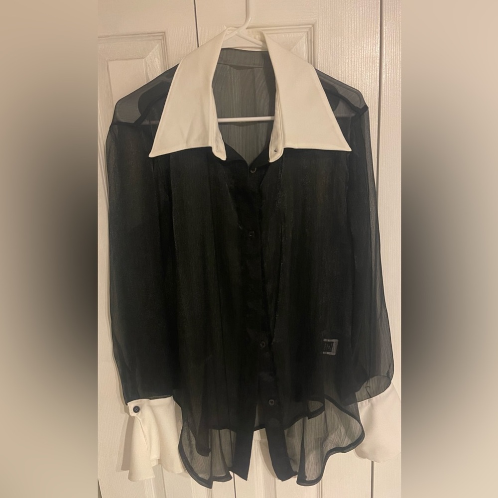 SHEIN Black Sheer Blouse